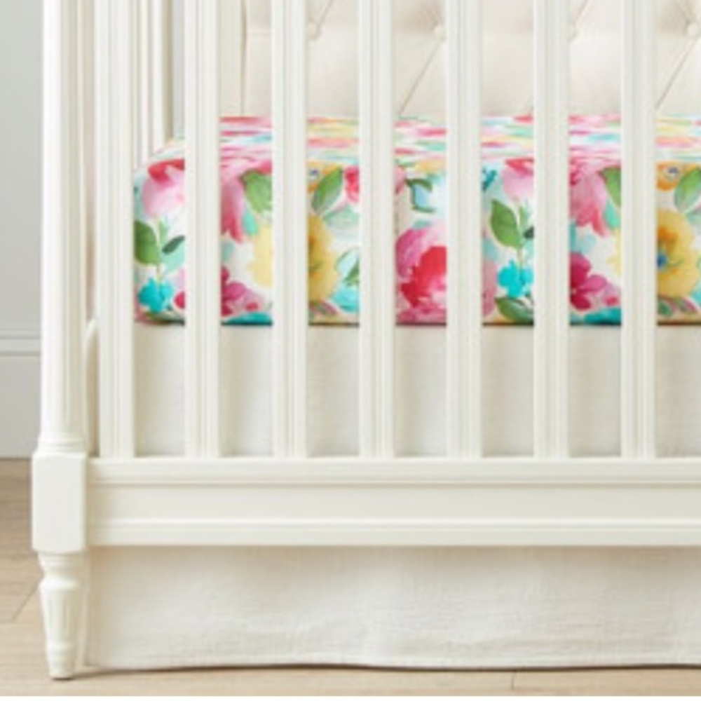PB Kids Floral Crib Sheet Organic Cotton Hope Flowers Tracy Reese Bouquet NWT - Picture 3 of 6